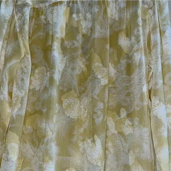 Vince Wheat Pastel Yellow Floral Print Jacquard Long Sleeve Blouse Size L NWT - Picture 6 of 8